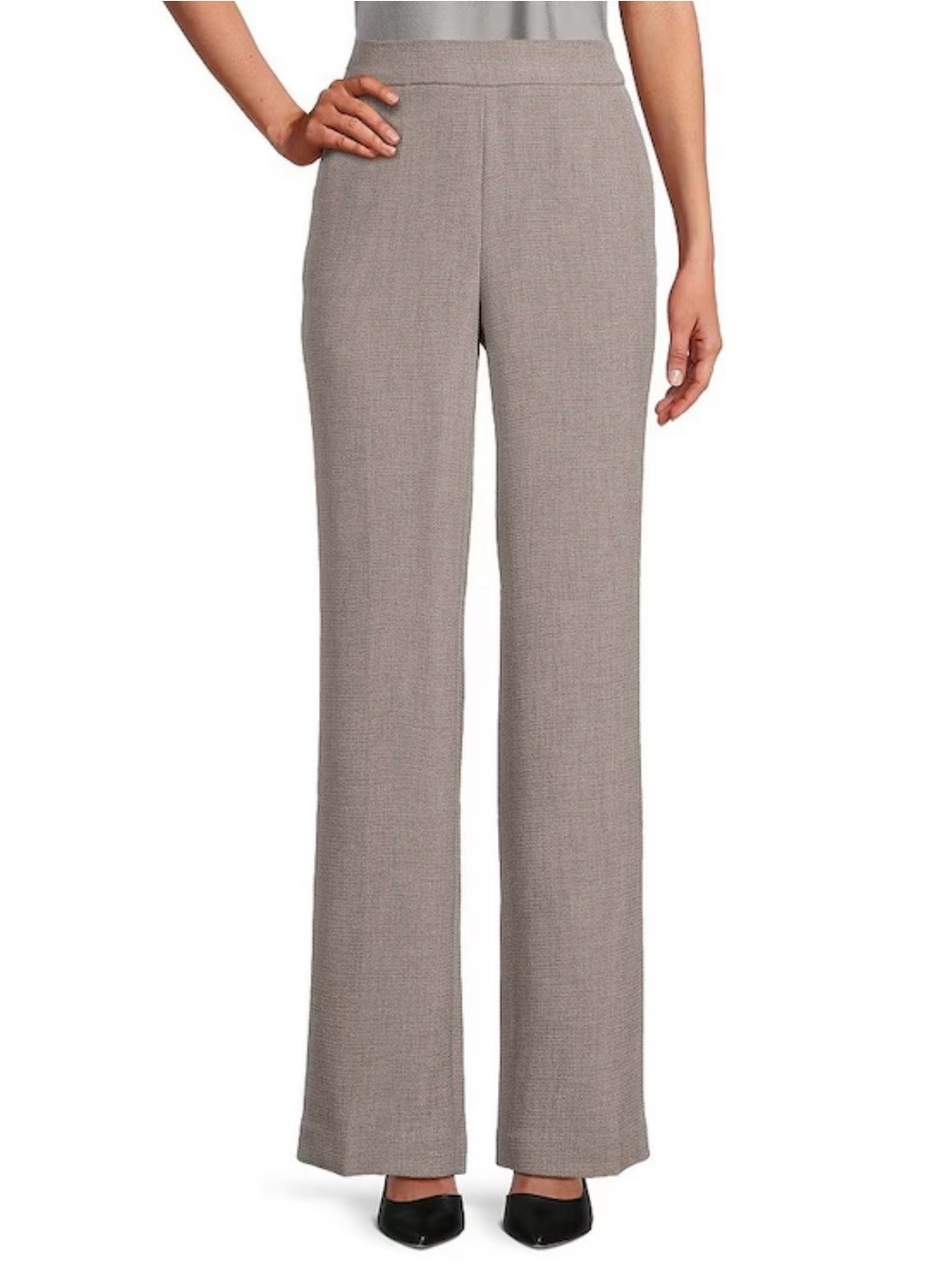 Kasper Stretch Crepe Elastic Back Pull-On gray Trouser Pants